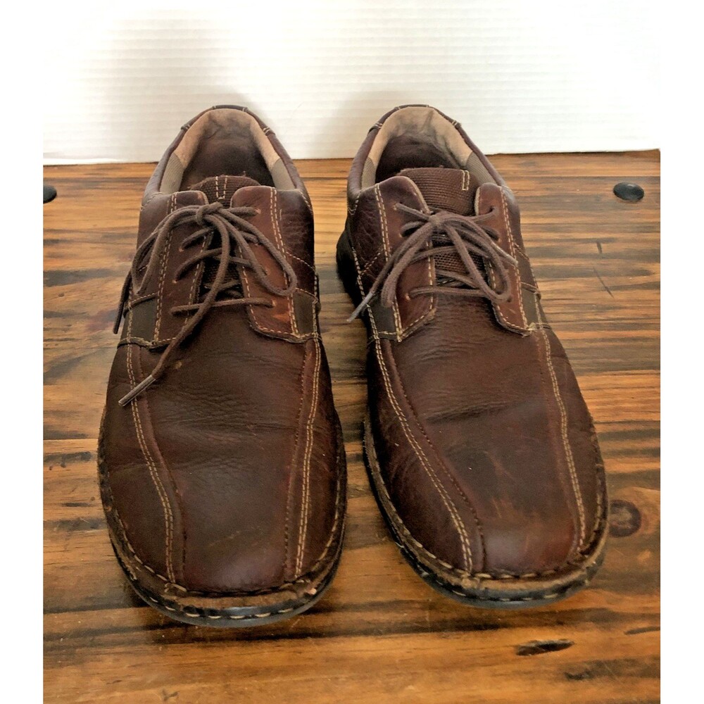 Clarks Shoes Mens 9W Brown Derby Oxford Leather Lace Up Casual Comfort 86235